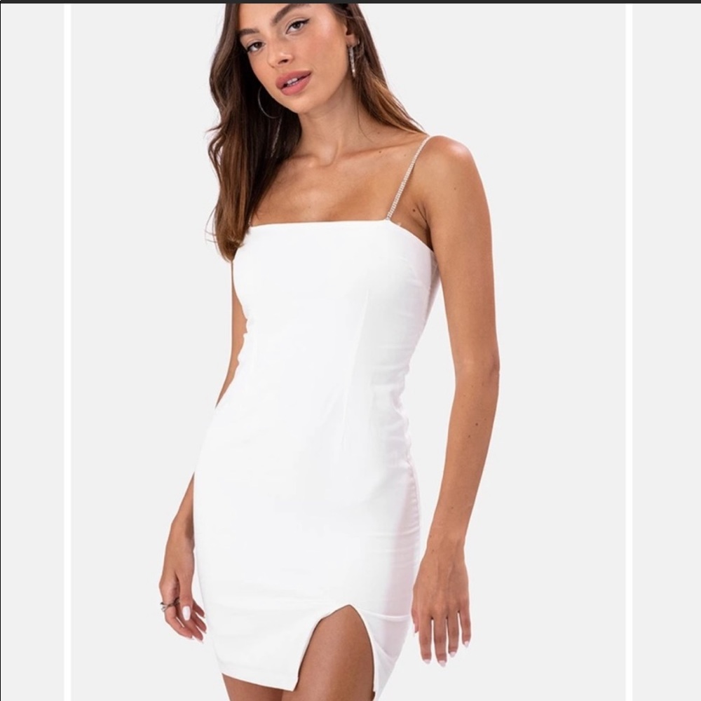 adika white rhinestone dress